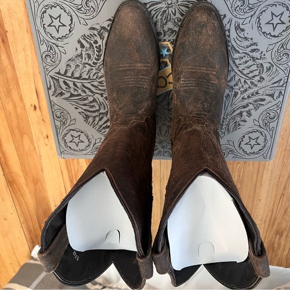 Vaccari Wyatt Brown Roughout Cowboy Boots 9D - Picture 5 of 7